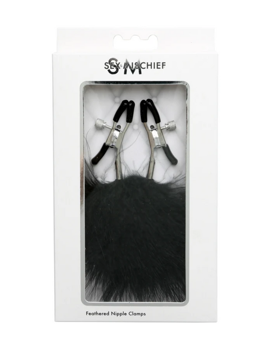 Sex & Mischief - Feathered Nipple Clamps - Black
