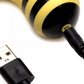 Close-up of the USB charging cord and port on the Shegasm Sucky Bee Finger Vibe from XR Brands.