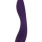 Side view of the Thorny Rose Rechargeable Silicone Dual-Ended Vibrator and Clitoral Flicker from Evolved shows its curved shape and flower petal flickers.