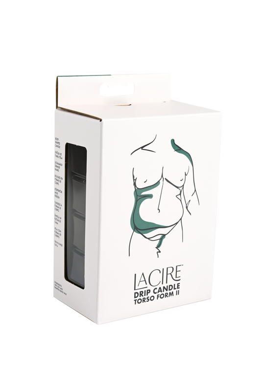 Side view of the box for the LaCire Torso Candle from Sportsheets (form 2/green).