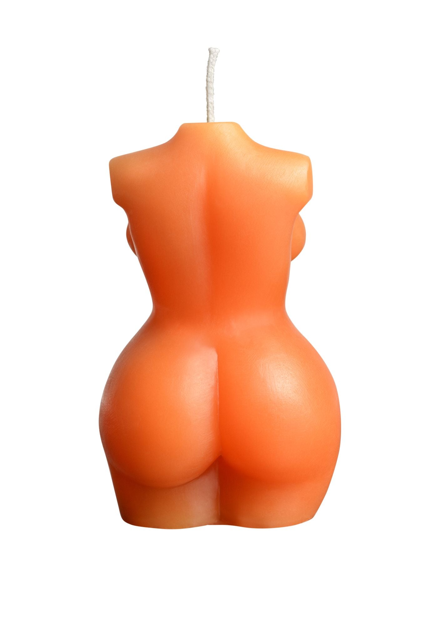 Photo of the back of the LaCire Torso Candle from Sportsheets (form 1/orange) shows its female backside.