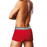 Load image into Gallery viewer, Photo of the back of a model wearing the Prowler Trunk (red).