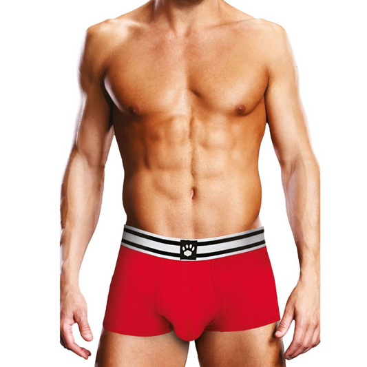 Photo of a model wearing the Prowler Trunk (red).