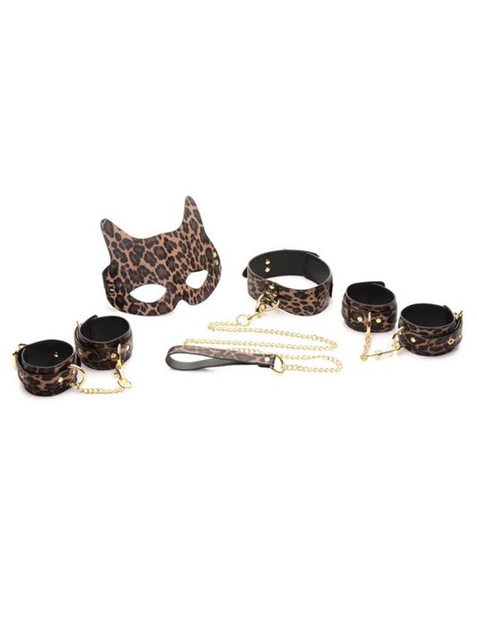 Group photo of what comes with the Wild Sex Bondage Set from Master Series and XR Brands.