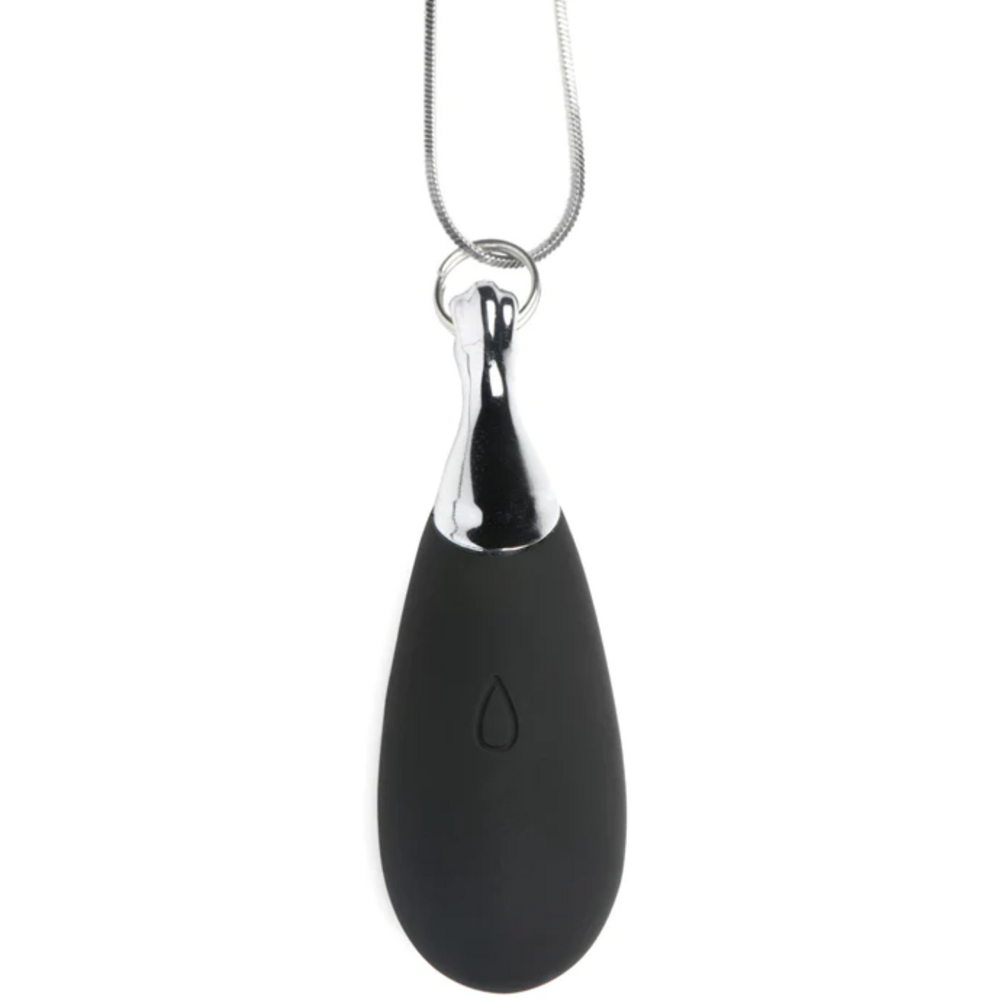 Charmed - 10X Vibrating Silicone Teardrop Necklace - Black/Silver