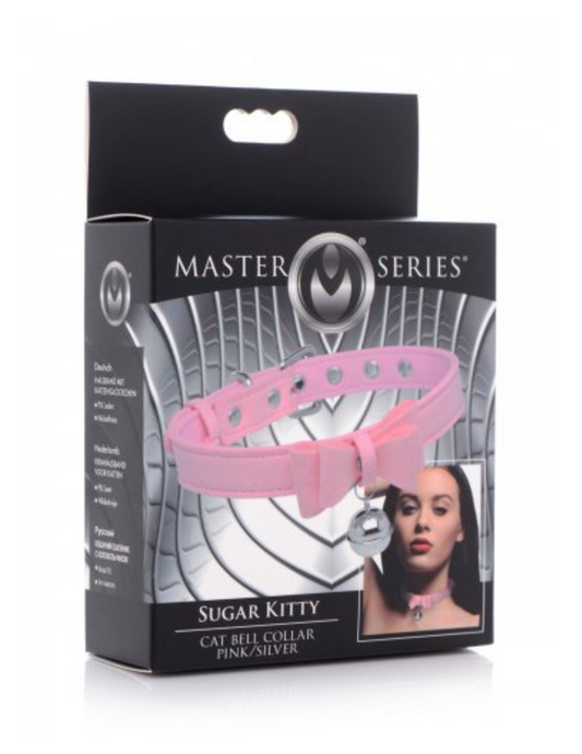 Master Series - Sugar Kitty Cat Bell Collar - Pink/Silver