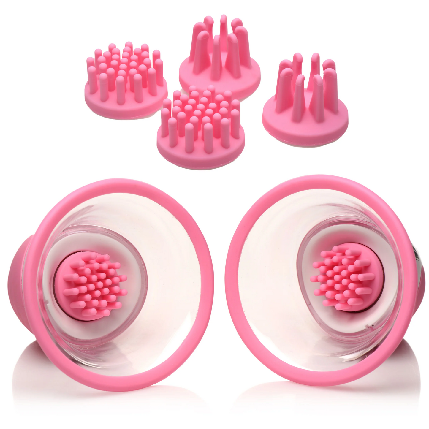 Size Matters - 10X Rotating Silicone Nipple Suckers 4PC- Pink/White