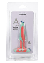 Load image into Gallery viewer, A-Play Groovy Silicone Anal Plug - Orange/Teal - 4in
