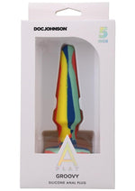 Load image into Gallery viewer, A-Play Groovy Silicone Anal Plug - Orange/Teal - 5in
