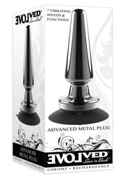 Advanced Metal Plug Rechargeable Vibrating Anal Plug - Black/Metal