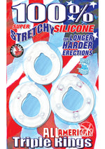 Load image into Gallery viewer, All American Triple Rings Silicone Cock Ring - Clear
