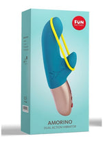 Load image into Gallery viewer, Amorino Silicone Vibrator with Clitoral Stimulator - Blue/Petrol
