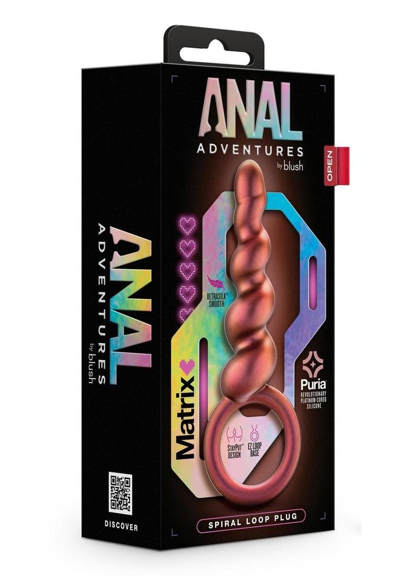 Anal Adventures Matrix Spiral Loop Silicone Plug - Brown/Copper