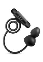 Load image into Gallery viewer, Anal Adventures Platinum Silicone Anal Plug with Vibrating Cock Ring - Black
