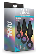 Load image into Gallery viewer, Anal Adventures Platinum Silicone Loop Plug Kit - Black - Set Of 3