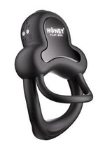 Load image into Gallery viewer, Anello App Control Vibrating Silicone Rechargeable Cock Ring with Clitoral Stimulator - Black