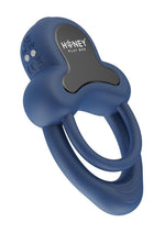 Load image into Gallery viewer, Anello App Control Vibrating Silicone Rechargeable Cock Ring with Clitoral Stimulator - Blue