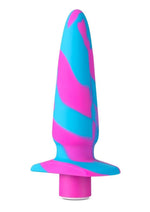 Load image into Gallery viewer, Avant Vibrotize Rechargeable Silicone Anal Plug - Fuchsia/Multicolor/Turquoise