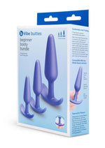 Load image into Gallery viewer, B-Vibe Butties Beginner Booty Bundle Silicone Anal Plug - Blue - 3 Piece/Set
