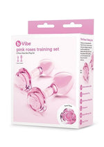 Load image into Gallery viewer, B Vibe Pink Roses Glass Butt Plug Training - 2pc/Set