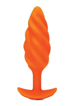 Load image into Gallery viewer, B-Vibe Swirl Textured Rechargeable Silicone Anal Plug - Orange
