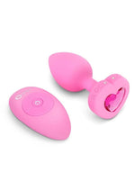 Load image into Gallery viewer, B-Vibe Vibrating Heart Shape Jewel Rechargeable Silicone Anal Plug with Remote - Pink - Medium/Small