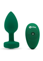 Load image into Gallery viewer, B-Vibe Vibrating Jewel Plug Rechargeable Silicone Anal Plug with Remote - Emerald/Green - Large/Medium