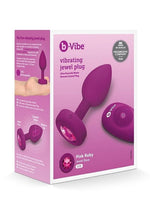 Load image into Gallery viewer, B-Vibe Vibrating Jewel Plug Rechargeable Silicone Anal Plug with Remote - Fuchsia - Medium/Small