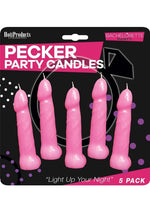 Load image into Gallery viewer, Bachelorette Party Pecker Party Candles - Pink - 5 Each Per Pack
