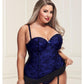 Baci Bustier and G-String - Blue - 3XLarge/4XLarge