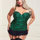 Baci Bustier and G-String - Green - Queen/XLarge/XXLarge