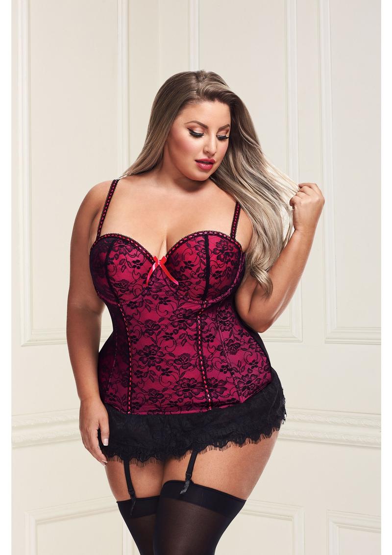 Baci Bustier and G-String - Pink - 3XLarge/4XLarge