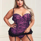 Baci Bustier and G-String - Purple - Queen/XLarge/XXLarge