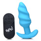 Bang! 21x Vibrating Silicone Rechargeable Swirl Butt Plug with Remote Control - Blue