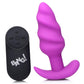 Bang! 21x Vibrating Silicone Rechargeable Swirl Butt Plug with Remote Control - Purple