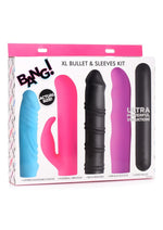 Load image into Gallery viewer, Bang! 4-In-1 XL Silicone Rechargeable Bullet Vibrator and Sleeve Kit - Multicolor
