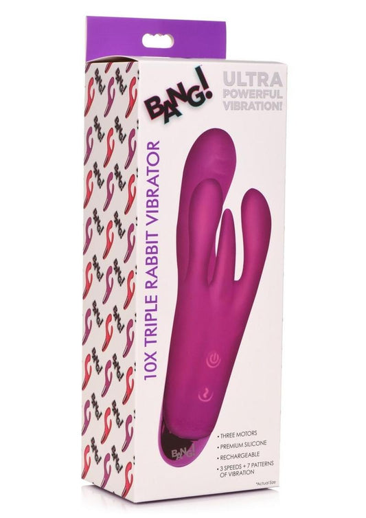 Bang! Triple Rabbit Silicone Vibrator - Purple