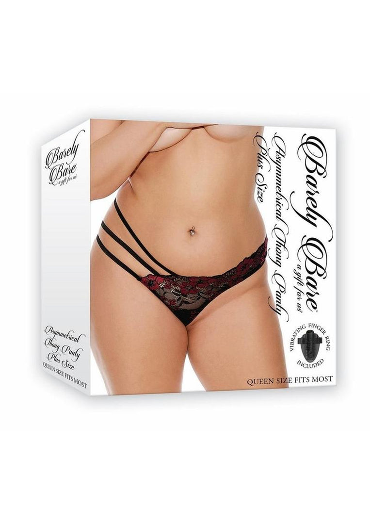 Barely Bare Asymmetrical Thong Panty - Black - Plus Size/Queen