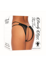 Load image into Gallery viewer, Barely Bare Open Lace Thong Panty - Black - One Size