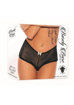 Load image into Gallery viewer, Barely Bare Split Lace Boy Shorts - Black - One Size