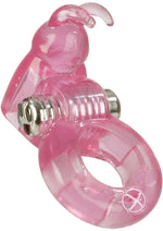 Load image into Gallery viewer, Basic Essentials Bunny Enhancer Vibrating Cock Ring with Clitoral Stimulation - Pink
