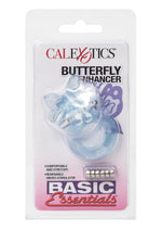 Load image into Gallery viewer, Basic Essentials Butterfly Enhancer Vibrating Cock Ring with Clitoral Stimulation - Blue/Pink
