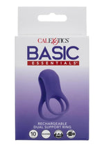 Load image into Gallery viewer, Basic Essentials Rechargeable Dual Support Silicone Cock Ring - Purple
