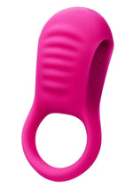 Load image into Gallery viewer, Basic Essentials Rechargeable Ridge Rider Silicone Cock Ring - Pink
