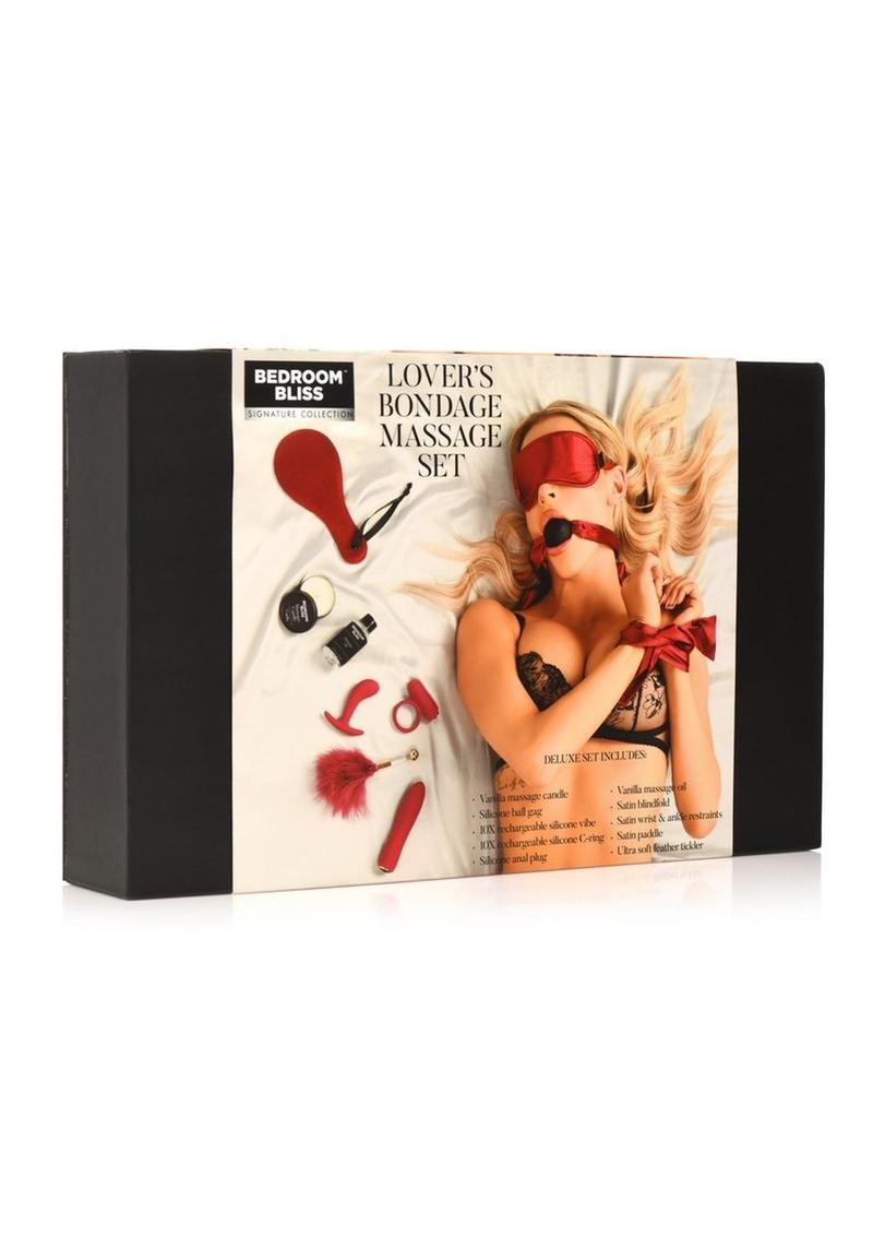 Bedroom Bliss Lover's Bondage Massage - Black/Red - Set