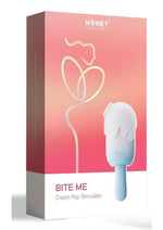 Load image into Gallery viewer, Bite Me Sucking Tapping and Vibrating Silicone Rechargeable Cream Pop Stimulator - Blue/White