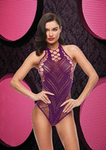 Load image into Gallery viewer, Bling Bling Fishnet Bodysuit - Diamond/Purple - One Size
