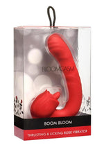 Load image into Gallery viewer, Bloomgasm Boom Bloom Thrusting and Licking Rechargeable Silicone Rose Vibrator - Red