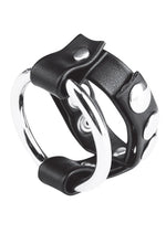 Load image into Gallery viewer, Blue Line C and B Gear Metal Cock Ring with Adjustable Snap Ball Strap - Black/Metal
