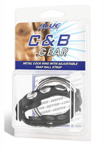 Load image into Gallery viewer, Blue Line C and B Gear Metal Cock Ring with Adjustable Snap Ball Strap - Black/Metal
